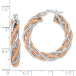 Charger l&#39;image dans la galerie, 14k Rose Gold and Rhodium Two Tone Twisted Round Hoop Earrings

