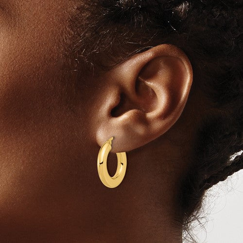14k yellow gold round hoop earrings 20mm x 3mm