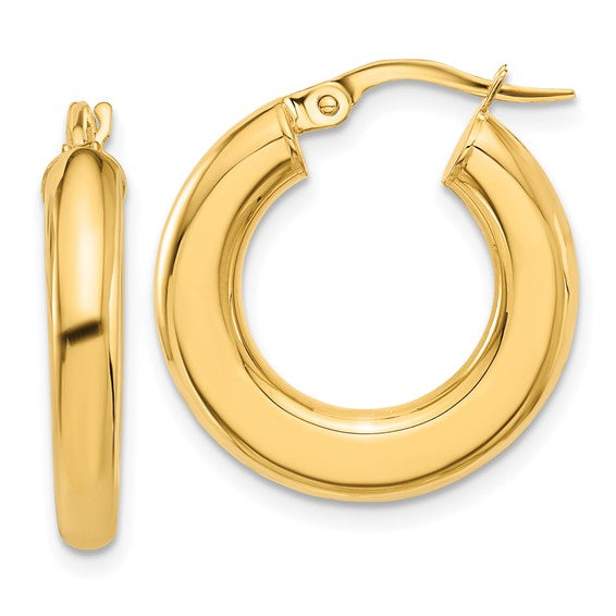 14k Yellow Gold Round Hoop Earrings 20mm x 3mm