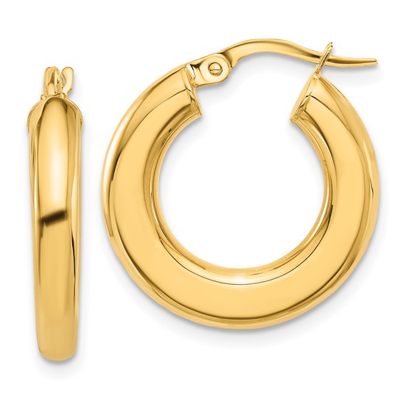 14k yellow gold round hoop earrings 20mm x 3mm