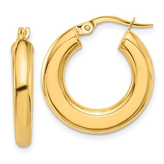 14k yellow gold round hoop earrings 20mm x 3mm