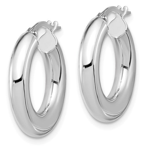 14k white gold round hoop earrings 20mm x 3mm