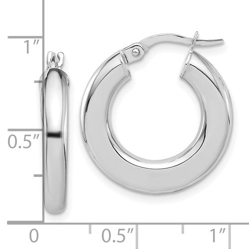 14k white gold round hoop earrings 20mm x 3mm
