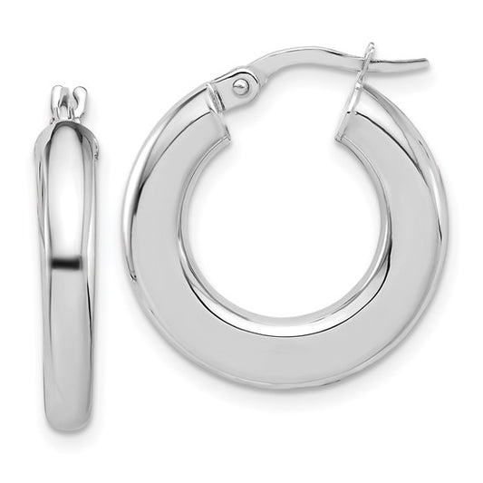 14k white gold round hoop earrings 20mm x 3mm