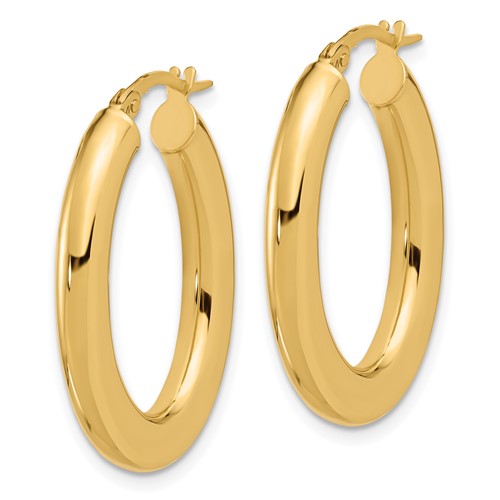 14k yellow gold oval hoop earrings 30mm x 20mm