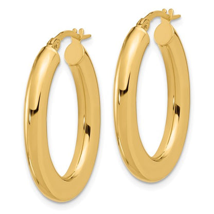 14k yellow gold oval hoop earrings 30mm x 20mm