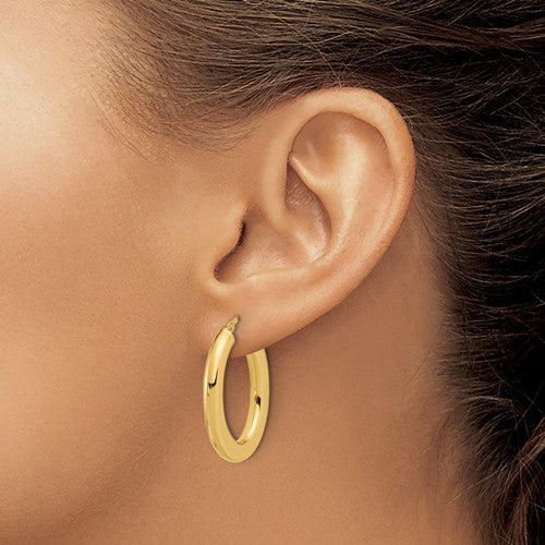 14k Yellow Gold Oval Hoop Earrings 30mm x 20mm