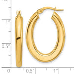 Indlæs billede til gallerivisning 14k Yellow Gold Oval Hoop Earrings 30mm x 20mm
