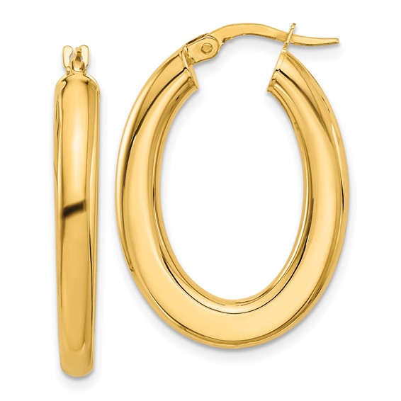 14k yellow gold oval hoop earrings 30mm x 20mm