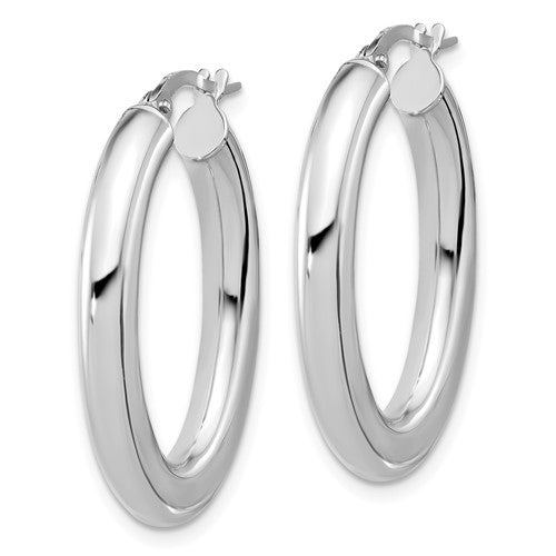 14k white gold oval hoop earrings 30mm x 20mm
