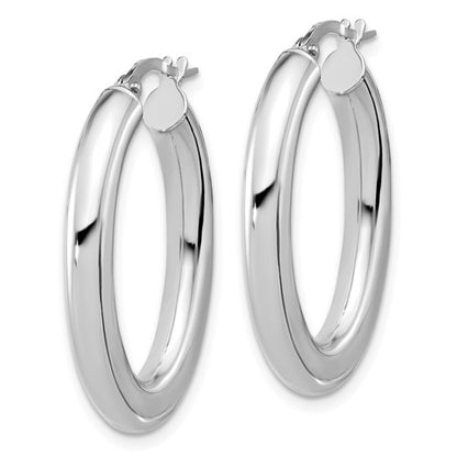 14k white gold oval hoop earrings 30mm x 20mm