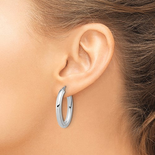 14k white gold oval hoop earrings 30mm x 20mm