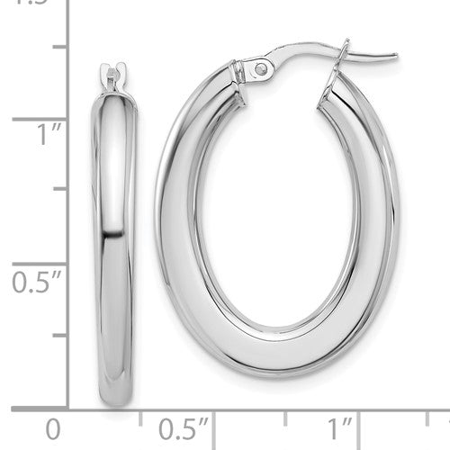 14k White Gold Oval Hoop Earrings 30mm x 20mm