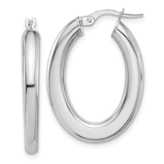 14k white gold oval hoop earrings 30mm x 20mm