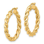 이미지를 갤러리 뷰어에 로드 , 14k Yellow Gold Round Twisted Hoop Earrings 28mm x 3.7mm
