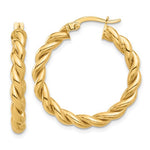 Indlæs billede til gallerivisning 14k Yellow Gold Round Twisted Hoop Earrings 28mm x 3.7mm
