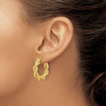 Φόρτωση εικόνας στο εργαλείο προβολής Συλλογής, 14k Yellow Gold Round Twisted Textured Hoop Earrings 25mm x 5.7mm
