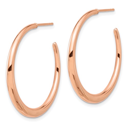 14k rose gold round hoop post earrings 31mm x 2.75mm