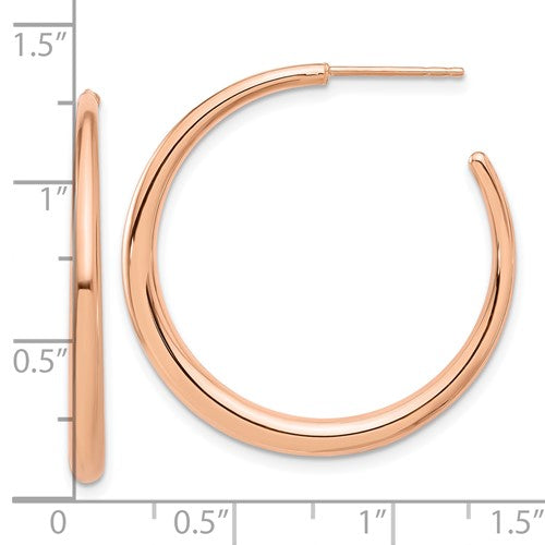 14k rose gold round hoop post earrings 31mm x 2.75mm