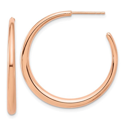 14k rose gold round hoop post earrings 31mm x 2.75mm