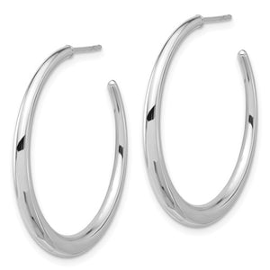 14k White Gold Round Hoop Post Earrings 31mm x 2.75mm