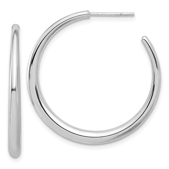 14k white gold round hoop post earrings 31mm x 2.75mm