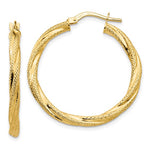 Load image into Gallery viewer, 14k Yellow Gold Twisted Textured Round Hoop Earrings 32mm x 3mm
