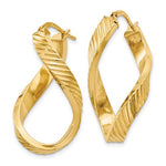 Afbeelding in Gallery-weergave laden, 14k Yellow Gold Twisted Textured Oval Hoop Earrings 30mm x 17mm x 4mm
