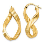Lataa kuva Galleria-katseluun, 14k Yellow Gold Twisted Textured Oval Hoop Earrings 30mm x 17mm x 4mm
