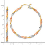 Charger l&#39;image dans la galerie, 14k Gold Tri Color Twisted Round Hoop Earrings
