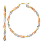 Carregar imagem no visualizador da galeria, 14k Gold Tri Color Twisted Round Hoop Earrings
