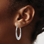 Indlæs billede til gallerivisning 14K White Gold Shrimp Twisted Oval Hoop Earrings
