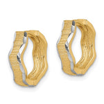 Load image into Gallery viewer, 14k Yellow Gold Rhodium Diamond Cut Wave Round Hoop Huggie Hinged Earrings
