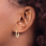 Lataa kuva Galleria-katseluun, 14k Yellow Rose Gold and Rhodium Tri Color Scalloped Twisted Hoop Earrings
