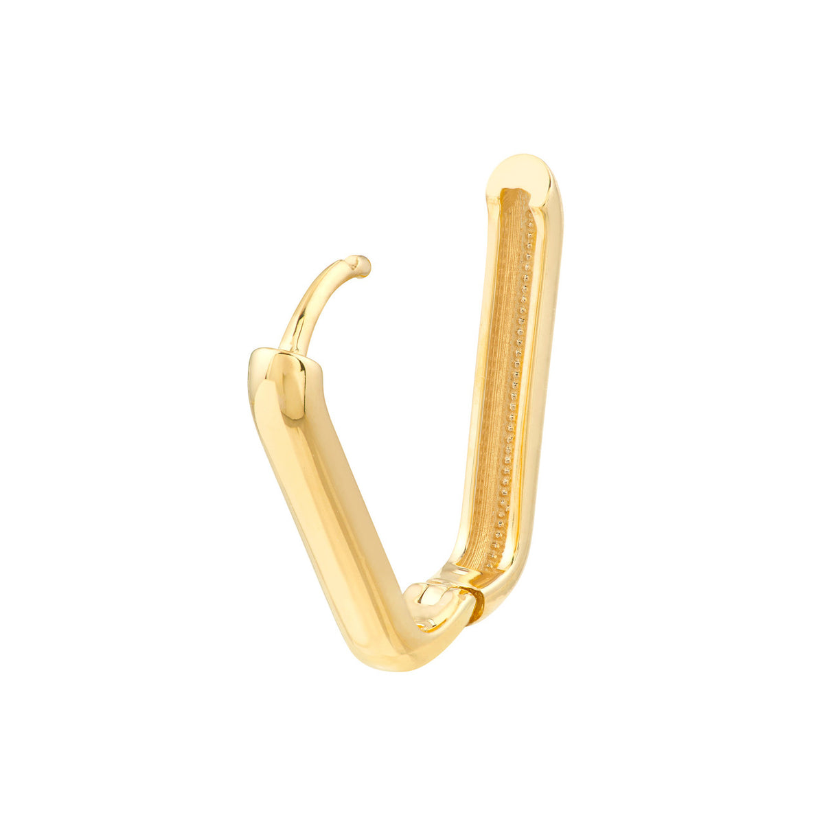 14k yellow gold oblong paper clip style hoop earrings 10mm x 20mm