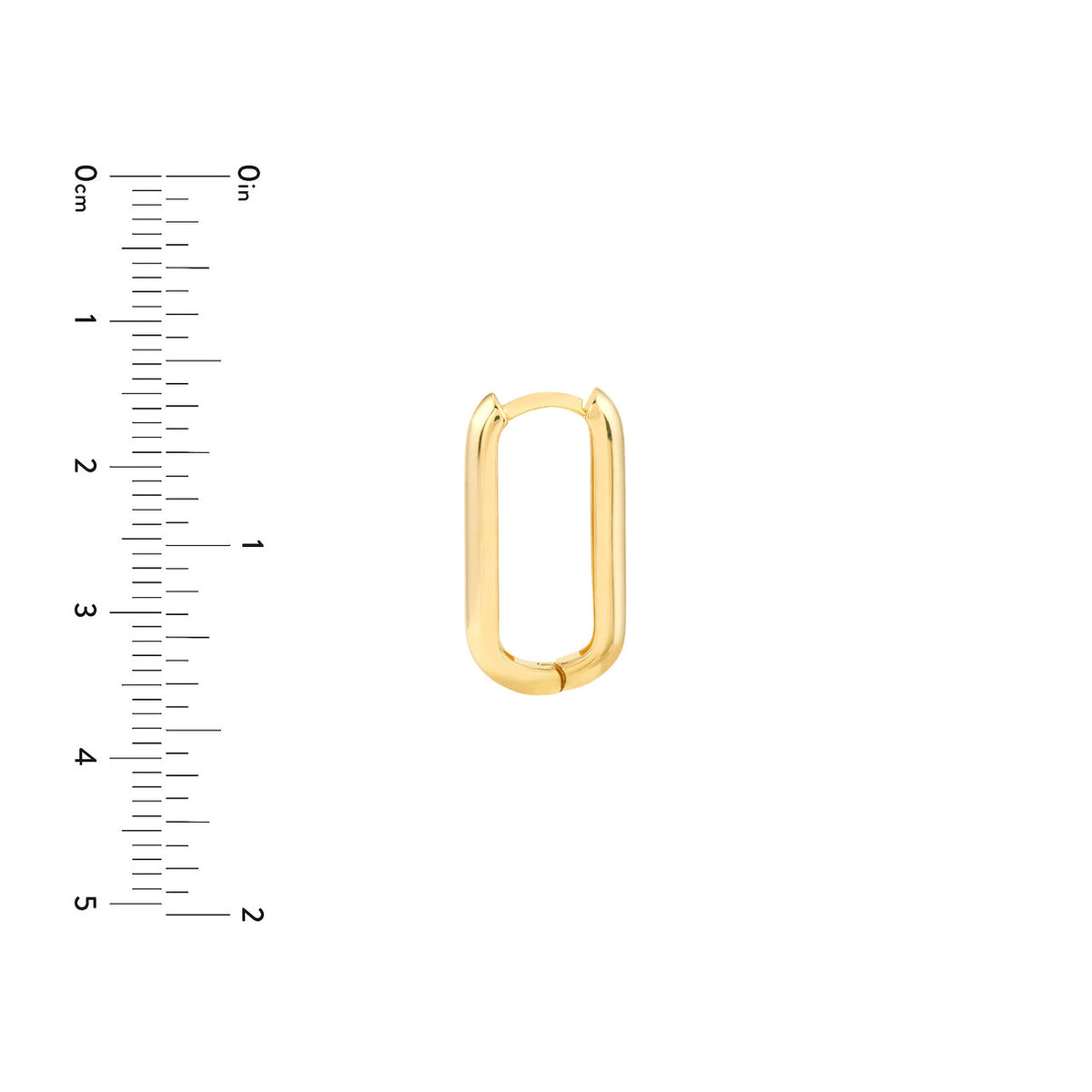 14k yellow gold oblong paper clip style hoop earrings 10mm x 20mm