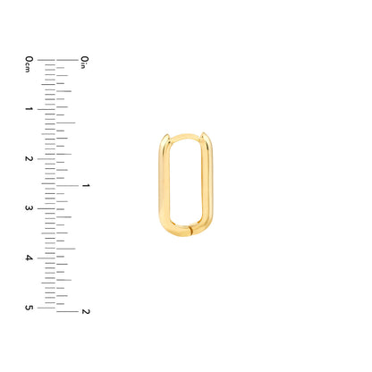 14k yellow gold oblong paper clip style hoop earrings 10mm x 20mm