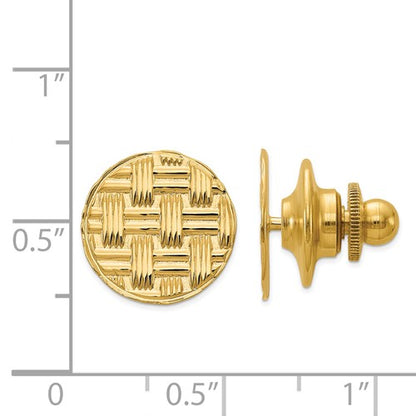 14k solid yellow gold basketweave textured tie tac