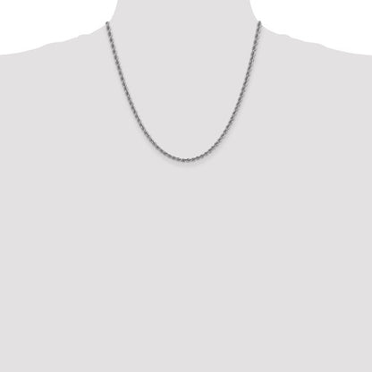 14k white gold 3mm rope bracelet anklet choker necklace pendant chain