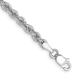 14k White Gold 3mm Rope Bracelet Anklet Choker Necklace Pendant Chain