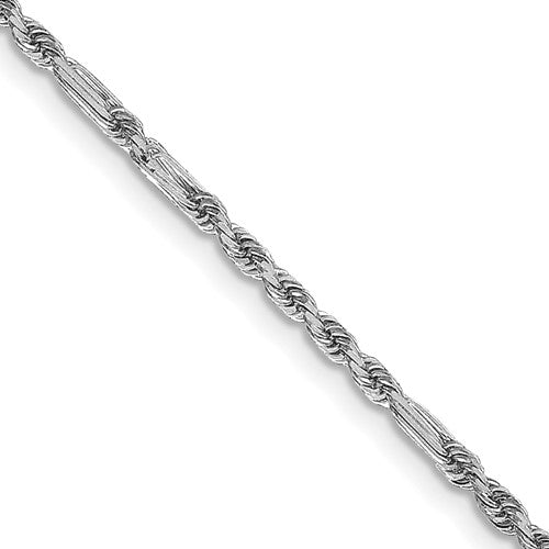 14k white gold 1.8mm diamond cut milano rope bracelet anklet necklace pendant chain