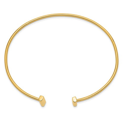 14k yellow gold t bar flexible slip on cuff bangle bracelet