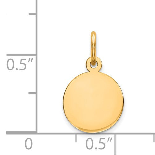 14K Yellow Gold 9mm Round Disc Pendant Charm Personalized Monogram Name Letter Initial Engraved