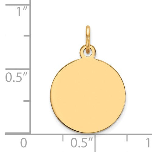 14k solid yellow gold 13mm round disc pendant charm letter initial personalized gift