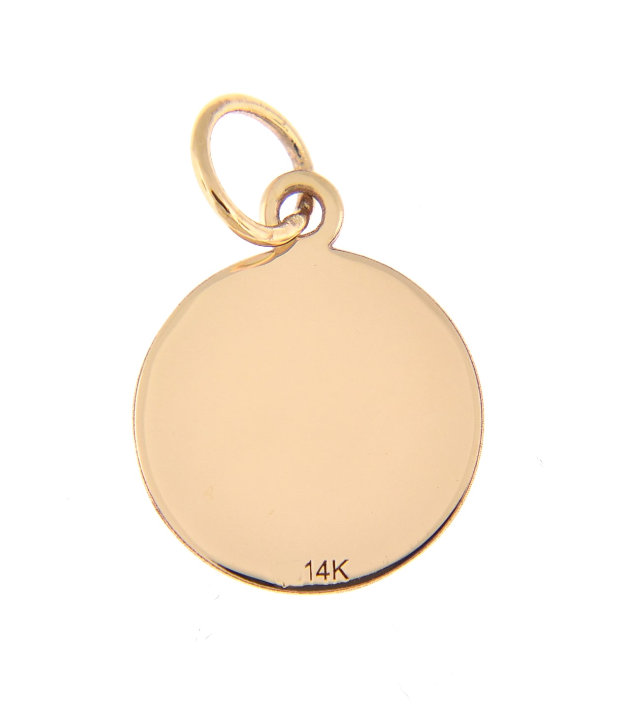 14K Solid Yellow Gold 13mm Round Disc Pendant Charm Letter Initial Personalized Gift