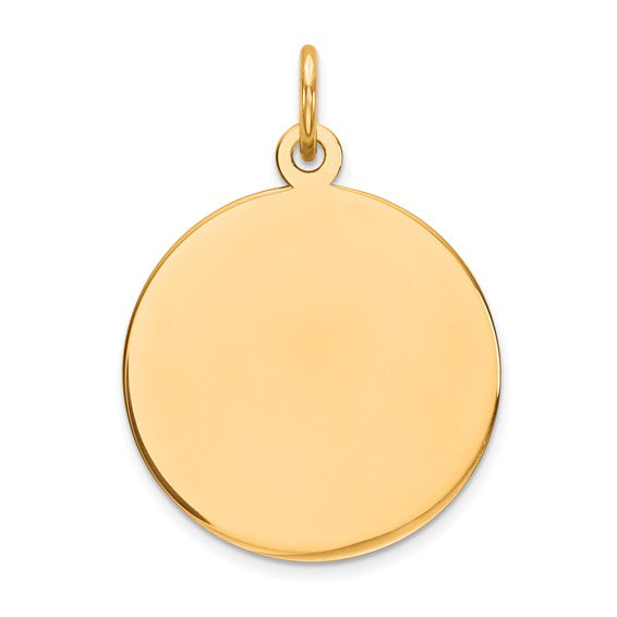 14k yellow gold 16mm round circle disc pendant charm personalized engraved monogram
