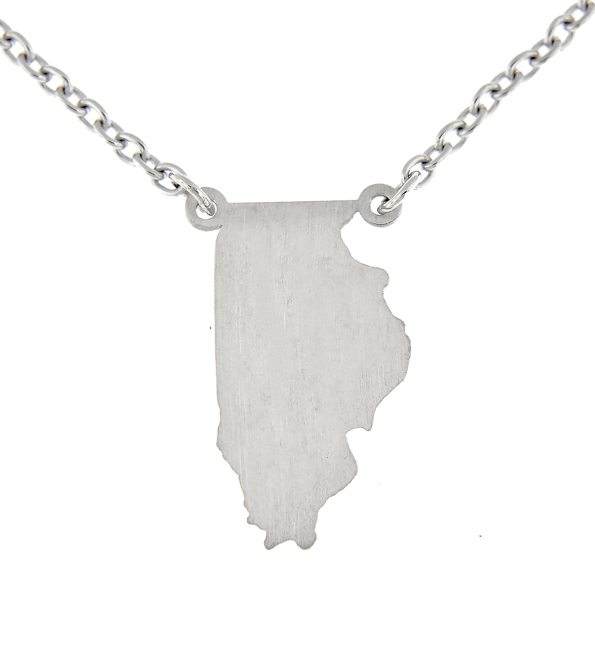 14k gold or sterling silver illinois il state name necklace personalized monogram