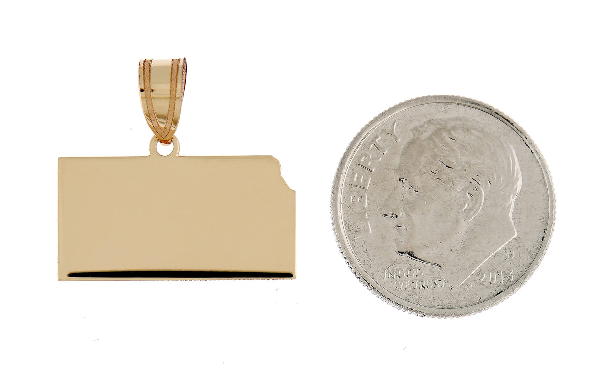 14k gold or sterling silver kansas ks state map pendant charm personalized monogram
