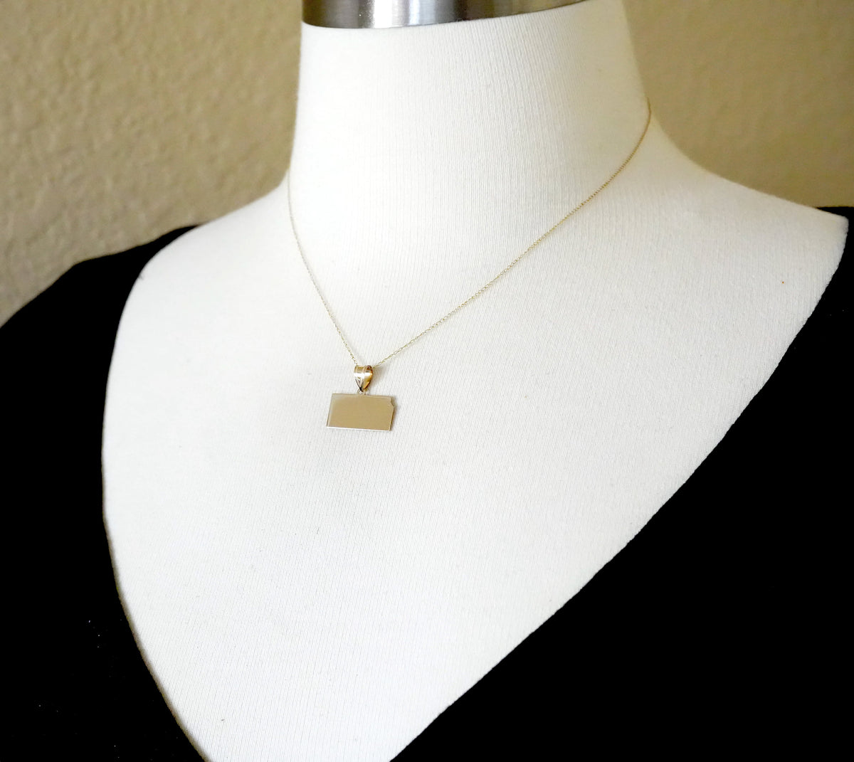 14k gold or sterling silver kansas ks state map pendant charm personalized monogram