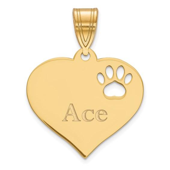 14k 10k yellow rose white gold or sterling silver paw print cut out personalized pendant charm